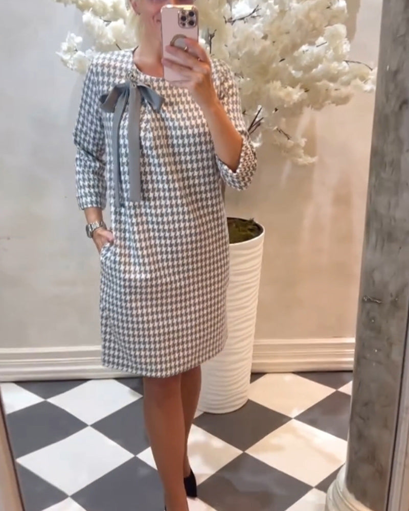 Elegant houndstooth pattern dress 2023 f/w 202466 elegant dress