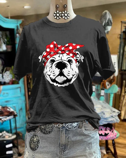 Casual Bandana Bulldog Tee Cute Animals t-shirts