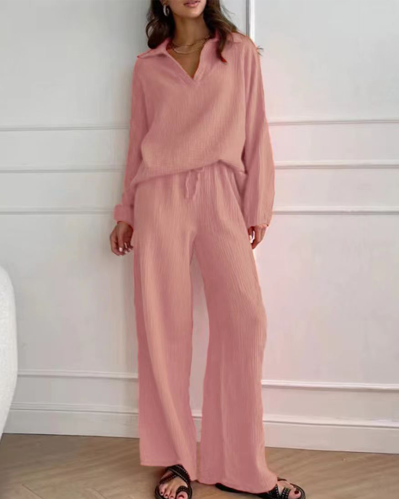 Wide-Leg Pants Two-Piece Set