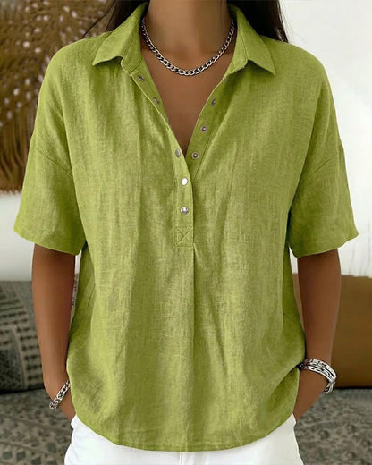 Button-Down Collared Casual Blouse