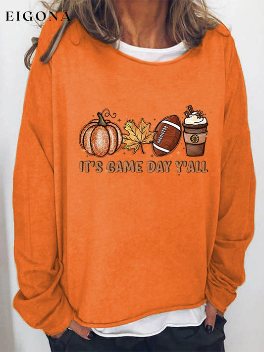 Full Size IT'S GAME DAY Y'ALL Graphic Sweatshirt Orange clothes G@L@X long sleeve long sleeve shirt Ship From Overseas Shipping Delay 09/29/2023 - 10/04/2023 Sweater sweaters trend