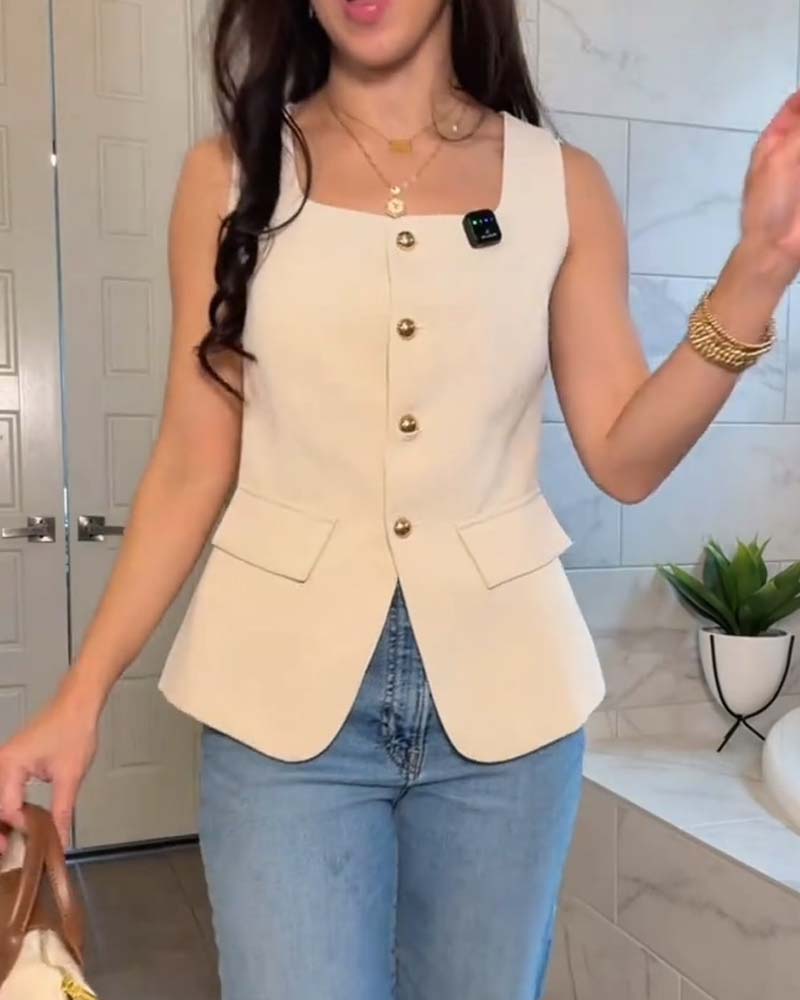 Square Collar Suit Tank Top