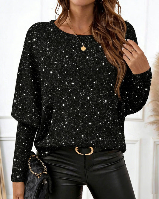 Fine shimmering fashionable long-sleeved Top