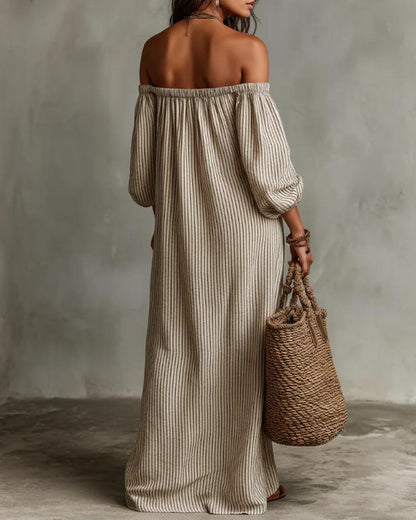 Loose Off-Shoulder Striped Dress