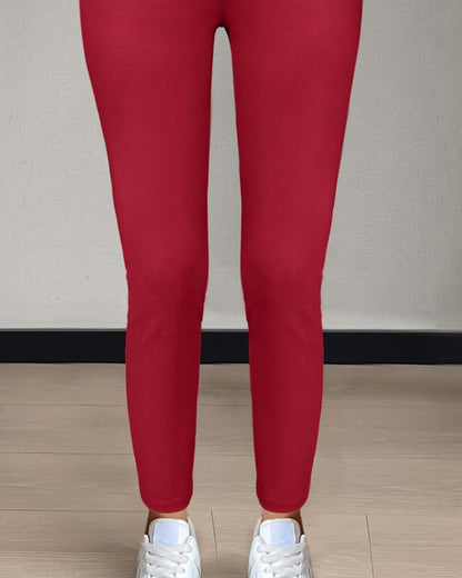 Women's Pocket Solid Skinny Casual Pant