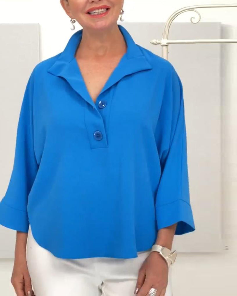 Solid color lapel temperament blouse 2023 f/w 202466 blouses & shirts spring summer