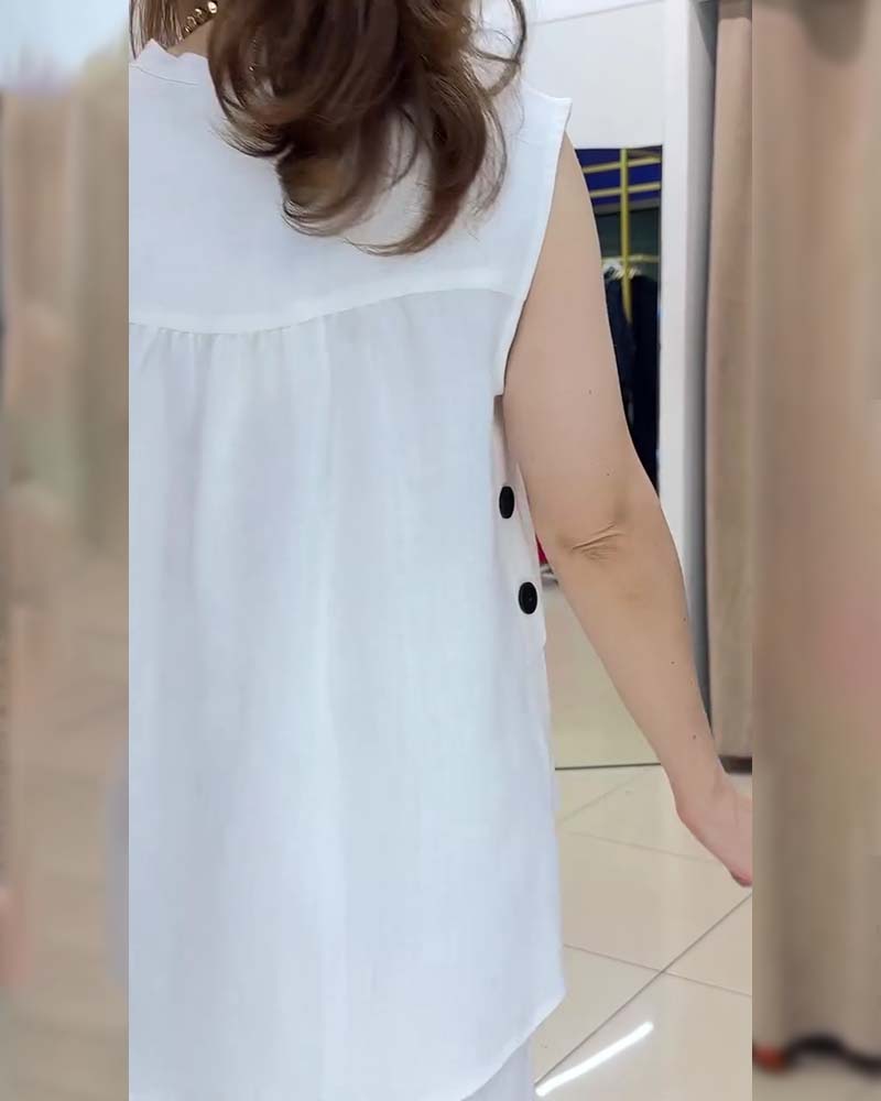 V-Neck Solid Color Casual Tank Top