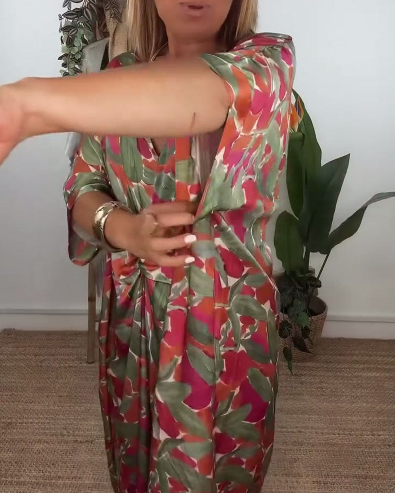 V-Neck Twist Print Dress