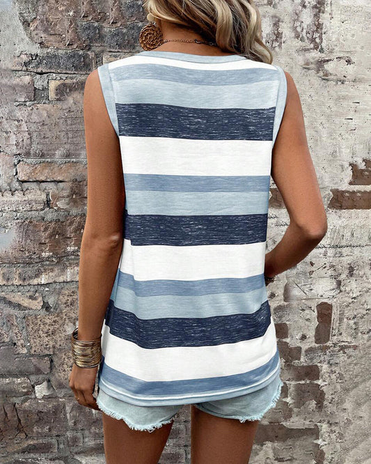 Stripe Print Casual Tank Top