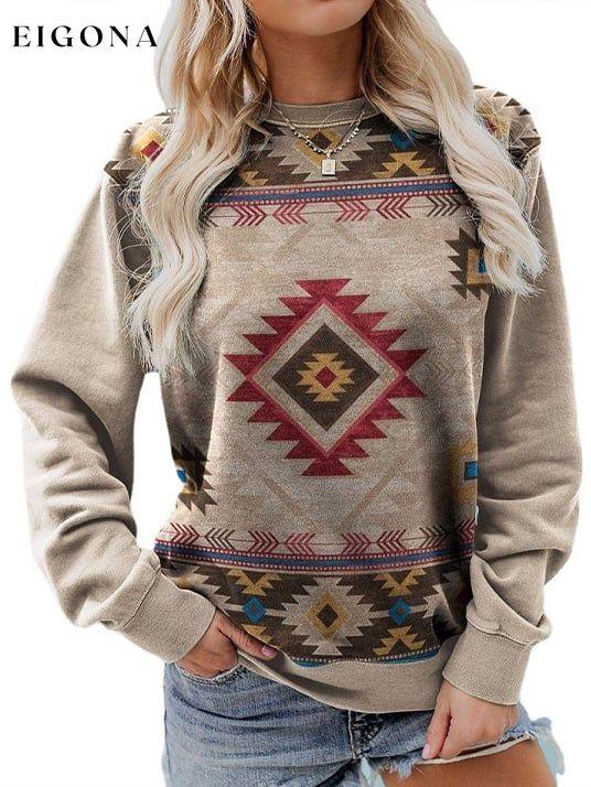 Western Style Retro Ethnic Print Top