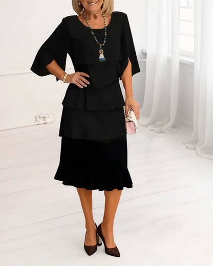 Stylish Round-Neck Tiered Dress