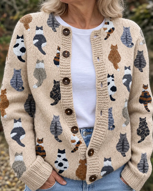 Cat Back Print Knit Cardigan 2024 f/w cardigans spring