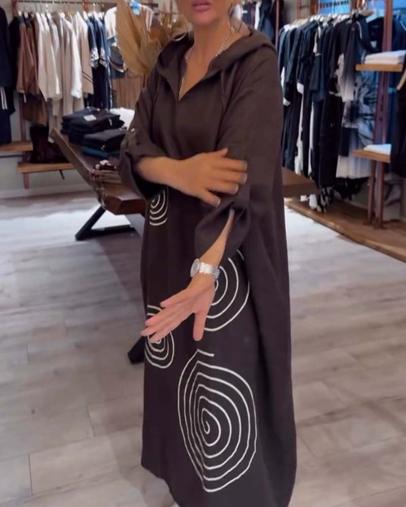 Hooded Long Sleeve Loose Dress