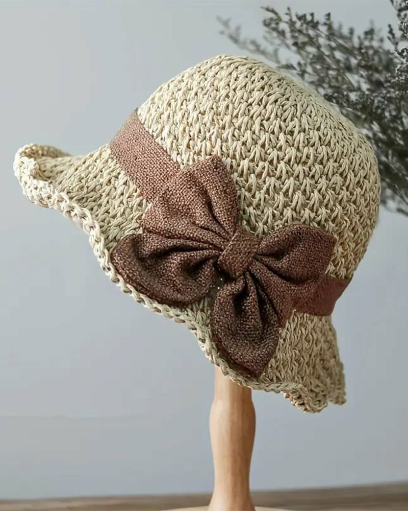 Casual Relaxed Holiday Bowknot Straw Hat