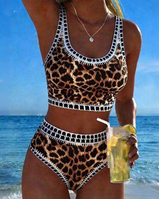 U-Shaped Contrast Leopard Print Bikini 2024 f/w bikinis spring summer