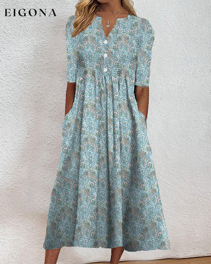 Elegant printed button-down dress casual dresses spring summer
