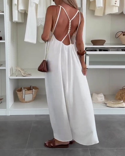 Backless Cami Vacation Maxi Dress