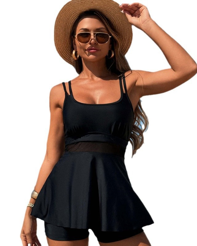 Sexy Sheer Mesh Patchwork Tankini