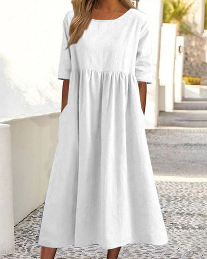 Short Sleeve Pocket Ruched Dress