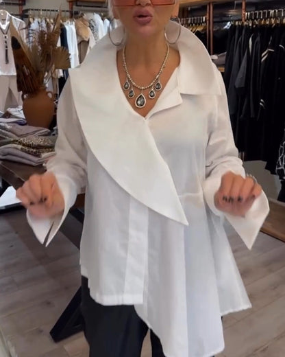 Chemise unie à revers irréguliers