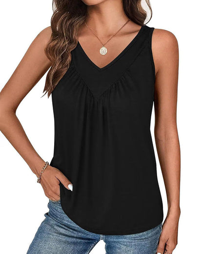 Pure Color V-Neck Sleeveless Loose Tank Top