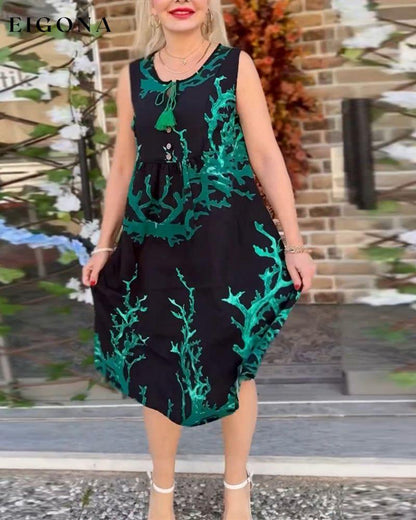 Contrast print sleeveless lace-up dress casual dresses summer