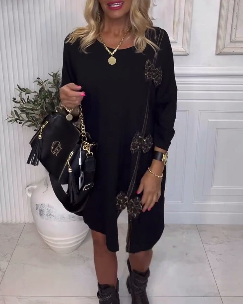 Fashion Solid Color Bow Design Dress