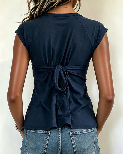 V-Neck Slim Fit Solid Color T-Shirt