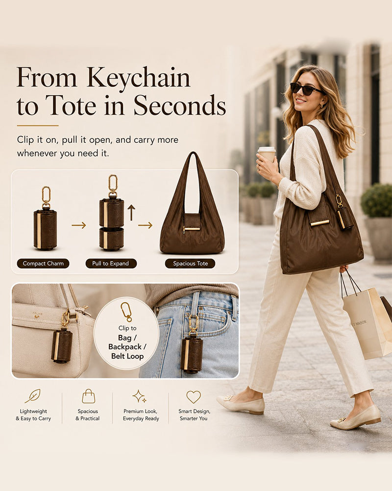 Charm Transformable Bag – Stylish Vegan Leather Tote & Keychain Charm 2024 f/w accessories spring summer