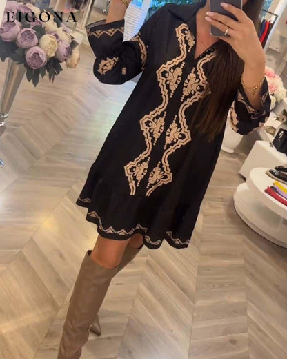 Geometric print lapel casual dress 2023 f/w 23BF casual dresses Clothes Dresses spring