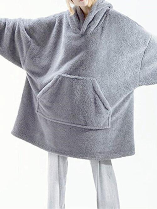 Long Sleeve Pocketed Hooded Fuzzy Sweater, Lounge Top