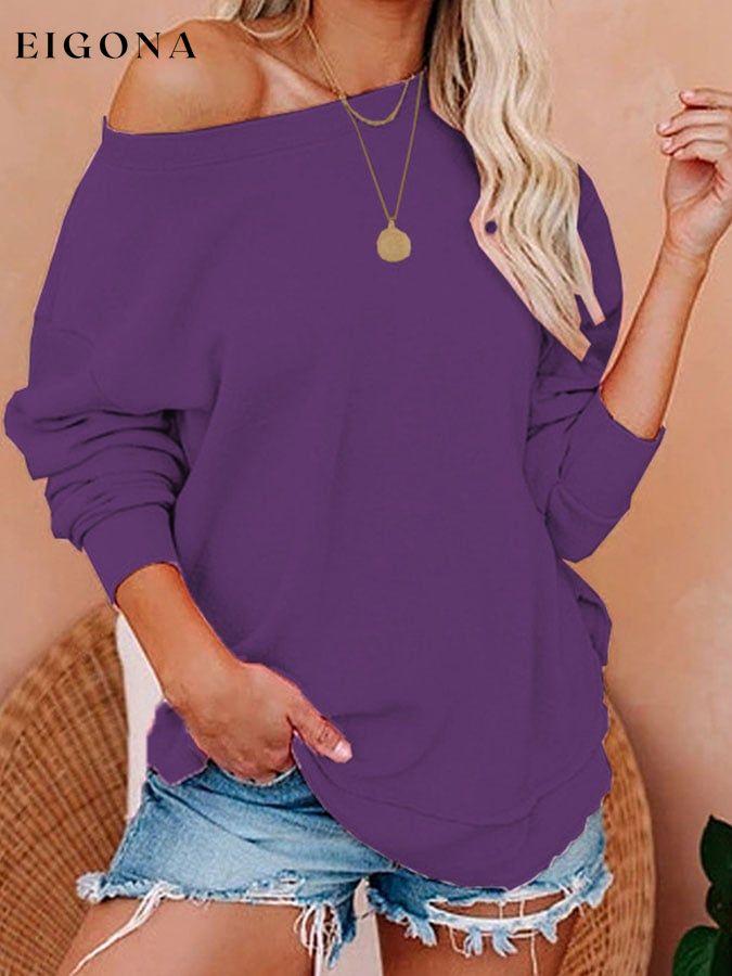 Casual Long Sleeve Pullover Solid Color Sweatshirt top tops