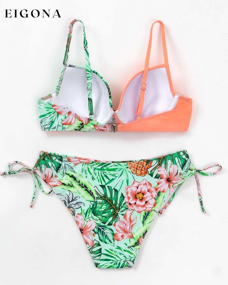 Cross-chest printed bikini swimsuit bikinis summer