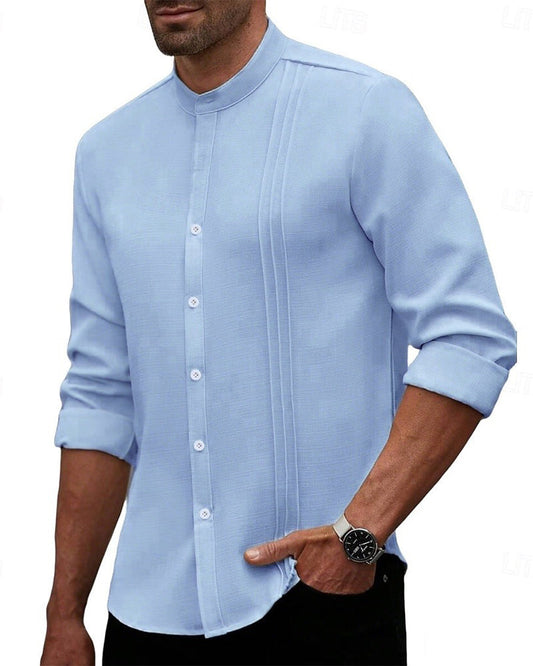 Men's Fashion Mini Mandarin Collar Shirt blouses & shirts man spring summer