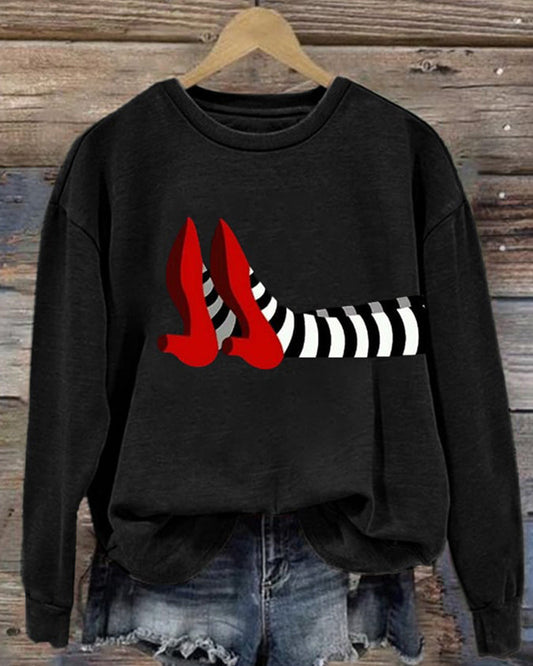 Women's Halloween Red Shoes Print Sweatshirt halloween sweatshirts