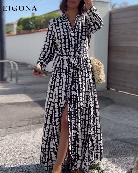 Lace-up slit casual printed dress casual dresses spring summer