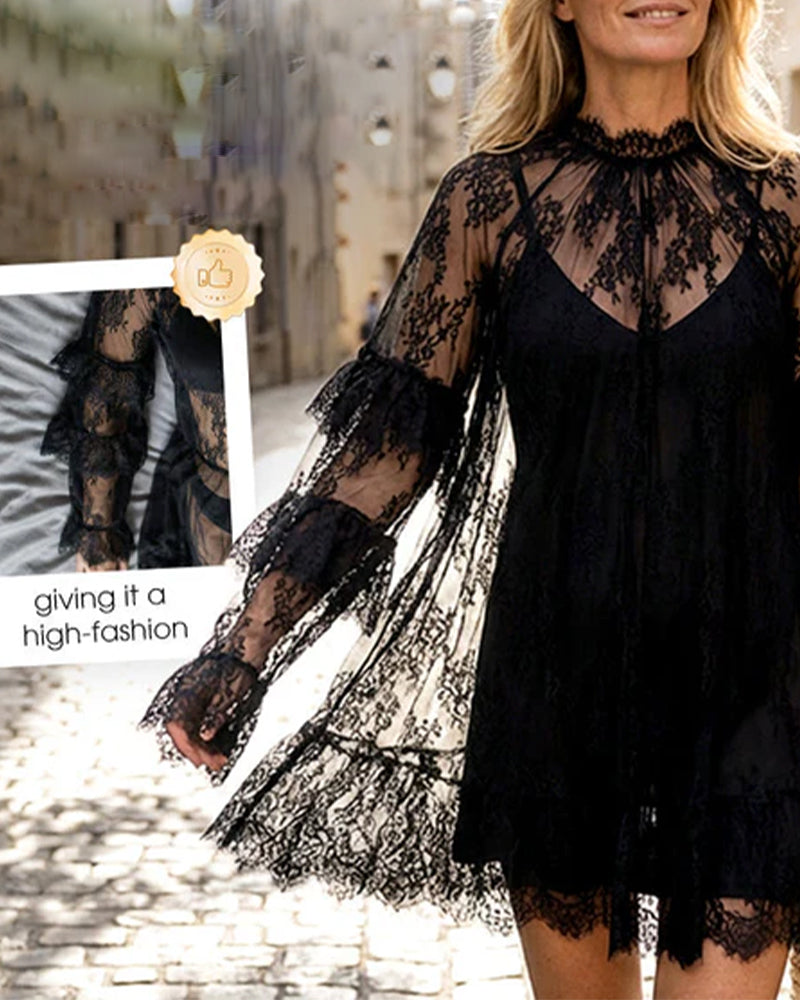 Elegant Hollow-Out Lace Dress
