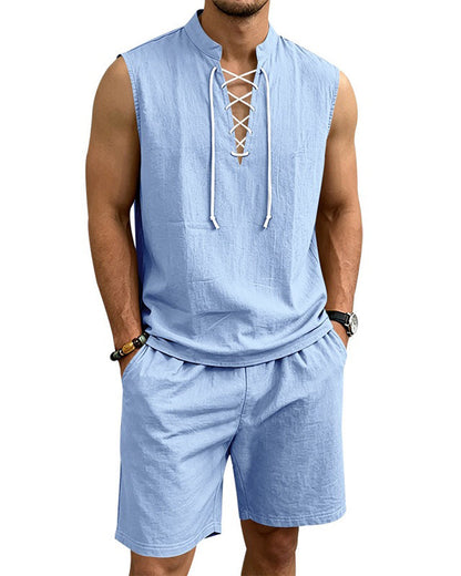 Men's V-Neck Two-Piece Set