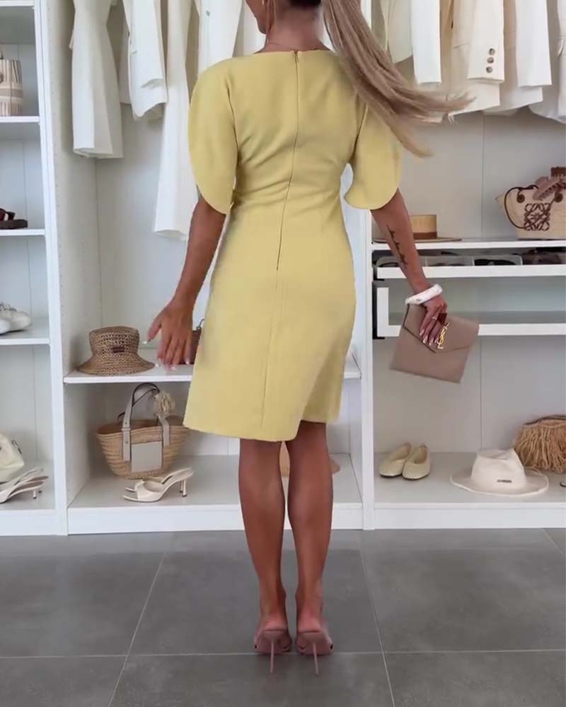 Split Sleeve Straight Slim Dress