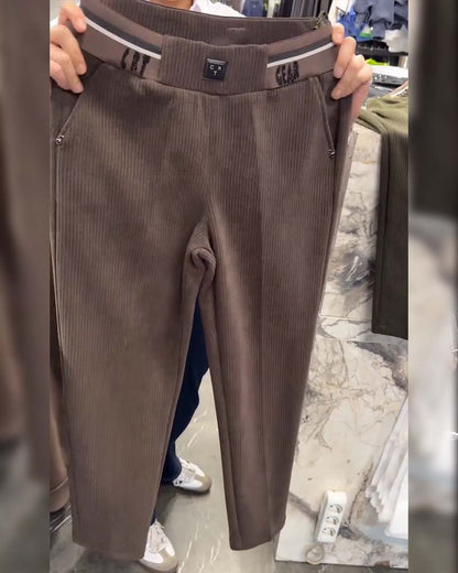 Casual Elastic-Waist Tapered Pants