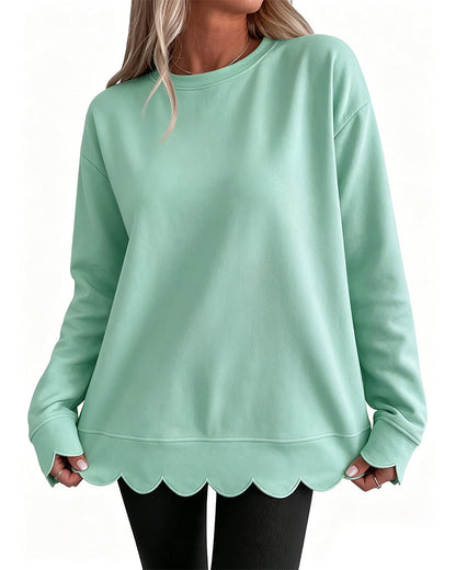 Scallop Trim Casual Sweatshirt 2024 f/w hoodies & sweatshirts spring