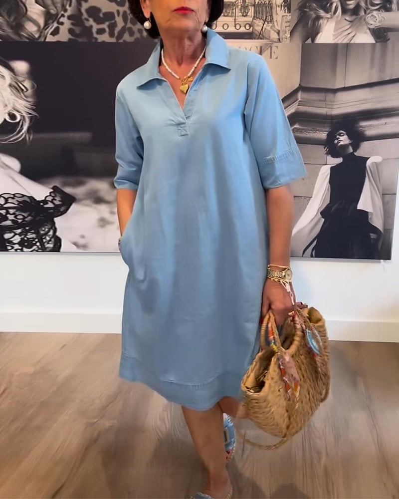 Lässiges Kurzarmkleid mit Revers