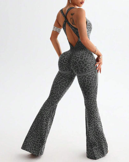 Leopard Print One-Piece Yoga Shapewear