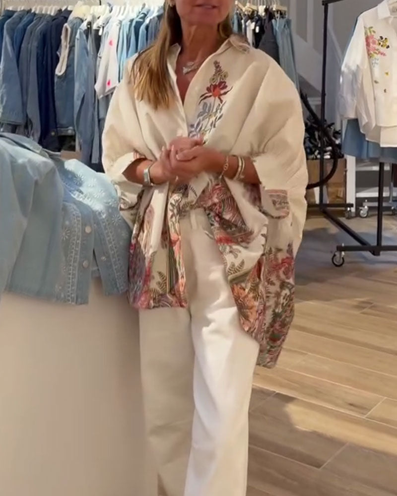 Loose-Fit Ethnic-Style Printed Shirt