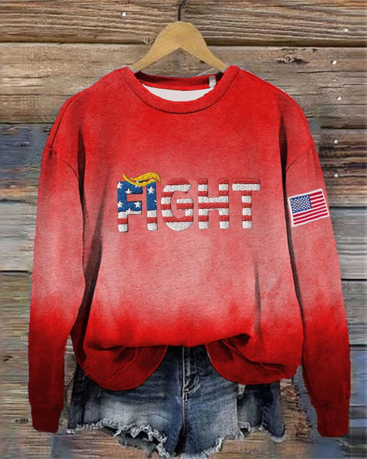 Casual American Flag Fight Print Sweatshirt 2024 f/w MAGA sweatshirts