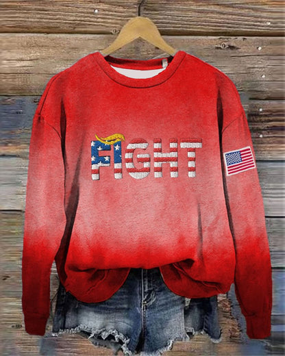 Casual American Flag Fight Print Sweatshirt 2024 f/w MAGA sweatshirts