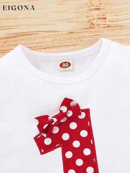 Round Neck Number One Graphic T-shirt and Polka Dot Pants Set B*L clothes Ship From Overseas Shipping Delay 09/29/2023 - 10/03/2023 trend