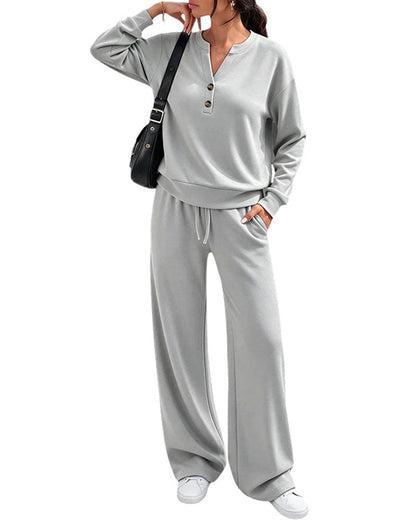 Long Sleeve Top Wide-Leg Pants Set 2024 f/w two-piece sets