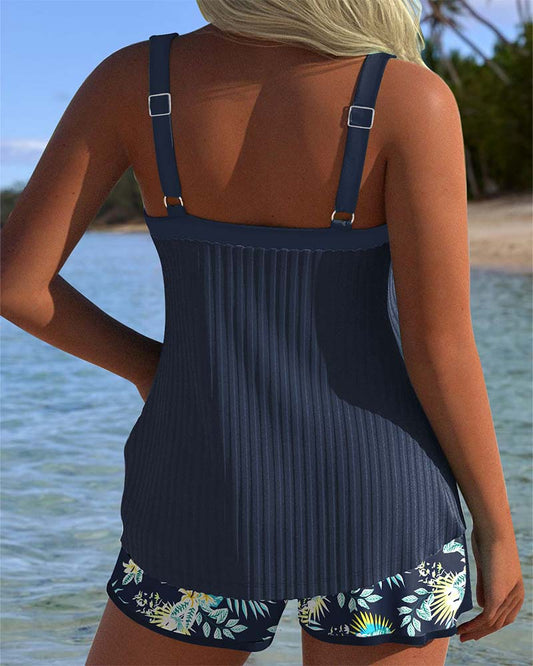 Tankini da spiaggia a righe in due pezzi
