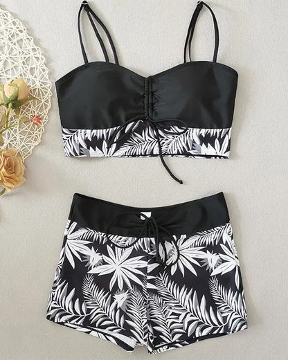 High-Waisted Boyleg Printed Bikini